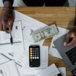 An accountant working with documents.