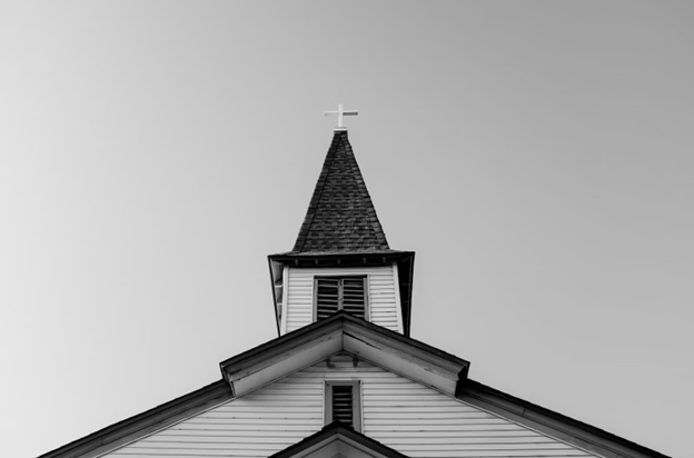 Church steeple from ground level